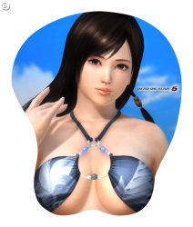 Rule 34 | 1girl, 3d, black hair, blue eyes, breast mousepad, breasts, dead or alive, dead or alive 5, kokoro (doa), large breasts, long hair, looking at viewer, mousepad, mousepad (medium), official art, swimsuit, tecmo, underboob