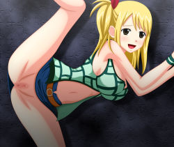 Rule 34 | 1girl, blonde hair, breasts, brown eyes, censored, fairy tail, female focus, large breasts, lucy heartfilia, pussy, skirt, solo, spread legs