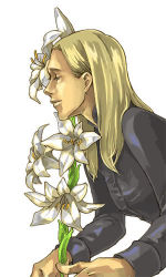 Rule 34 | 1girl, artist request, blonde hair, breasts, claudia wolf, flower, jacket, long hair, lowres, no eyebrows, profile, silent hill, silent hill (series), silent hill 3, solo, vest
