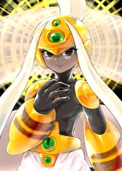 Rule 34 | 1other, blonde hair, brown eyes, commentary request, dark skin, highres, hitotose9, looking at viewer, mega man (series), mega man battle network, mega man battle network (series), mega man battle network 3, serenade exe, smile, solo