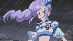 Rule 34 | 1girl, air bubble, animated, anime screenshot, aono miki, bag, belly, blue choker, blue footwear, blue skirt, braid, breasts, bubble, blowing bubbles, choker, collarbone, cure berry, earrings, fresh precure!, highres, jewelry, navel, precure, puffy sleeves, ribbon, skirt, small breasts, solo, swimming, tagme, thighhighs, underwater, video