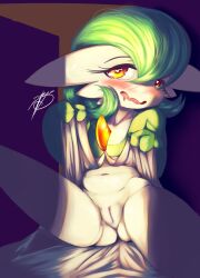 Rule 34 | 1girl, absurdres, artist name, blush, bob cut, clitoral hood, collarbone, colored skin, crack of light, creatures (company), drooling, female focus, flat chest, game freak, gardevoir, gen 3 pokemon, green hair, green skin, hair between eyes, half-closed eyes, hands up, happy, heart, heart-shaped pupils, highres, lifted by self, looking at viewer, mouth drool, multicolored skin, navel, nintendo, open mouth, orange eyes, pokemon, pokemon (creature), presenting, pussy, pussy juice, saliva, shiny skin, short hair, signature, sitting, smile, solo, spread legs, stomach, symbol-shaped pupils, thighs, two-tone skin, uncensored, wavy mouth, white skin, zyleyz