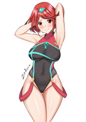 Rule 34 | 1girl, absurdres, armpits, breasts, competition swimsuit, highres, large breasts, nintendo, one-piece swimsuit, pyra (xenoblade), red eyes, red hair, solo, swimsuit, xenoblade chronicles (series), xenoblade chronicles 2, xenoblade chronicles (series), xenoblade chronicles 2, zedxxx