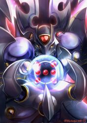 Rule 34 | circle, claws, digimon, digimon (creature), dorugoramon, highres, looking at viewer, orb, solo, x-antibody, x (letter), yellow eyes