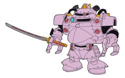 Rule 34 | absurdres, cable, claws, crossover, fusion, gundam, highres, holding, holding sword, holding weapon, koubu, looking ahead, mecha, mobile suit gundam, no humans, reprilo channel, robot, sakura taisen, solo, standing, super robot wars, super robot wars 30, sword, weapon, white background, zock
