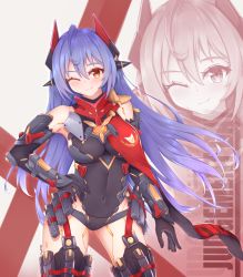 Rule 34 | 1girl, absurdres, android, blue hair, breasts, gloves, highres, joints, kyl490, large breasts, leotard, mecha musume, navel, poppi (xenoblade), poppi qtpi (xenoblade), robot ears, robot joints, scarf, solo, xenoblade chronicles (series), xenoblade chronicles 2