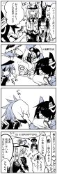 Rule 34 | 4koma, 5girls, = =, abyssal ship, admiral (kancolle), alternate costume, animal, bare shoulders, blush, breasts, cape, cleavage, collared shirt, comic, dirty, dirty clothes, dirty face, elbow gloves, enemy aircraft (kancolle), epaulettes, eyepatch, flat cap, flying sweatdrops, gloves, grabbing another&#039;s chin, graf zeppelin (kancolle), greyscale, hair between eyes, hair ornament, hand on another&#039;s chin, hat, headgear, highres, holding, holding paper, hood, hooded track jacket, jacket, kaga3chi, kantai collection, kiso (kancolle), machinery, military, military hat, monochrome, multiple girls, necktie, non-human admiral (kancolle), pantyhose, paper, peaked cap, rabbit, remodel (kantai collection), rigging, scarf, seaport summer princess, sendai (kancolle), shirt, smile, sparkle, speech bubble, sun hat, tenryuu (kancolle), torn clothes, torn gloves, torn legwear, torn necktie, torn scarf, torpedo tubes, track jacket, translation request, two side up, v