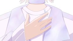 Rule 34 | 1girl, :d, ^ ^, animated, audible speech, blonde hair, choker, clenched hand, closed eyes, commentary request, female focus, foreshortening, from behind, highres, hololive, hololive dev is, jacket, japanese audio, long sleeves, looking at viewer, mizushiro holo, multicolored hair, multiple views, open mouth, outstretched arm, purple choker, purple eyes, purple footwear, purple jacket, raised fist, running, shirt, shoes, simple background, sleeves past wrists, smile, sneakers, solo, sound, streaked hair, tagme, todoroki hajime, two side up, upper body, video, virtual youtuber, white background