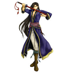 Rule 34 | 1boy, black hair, fire emblem, fire emblem: the blazing blade, hair over one eye, highres, holding, holding sword, holding weapon, karel, long hair, male focus, nintendo, official art, sheath, smile, solo, sword, wada sachiko, weapon, white background, yellow eyes