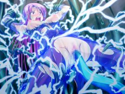 Rule 34 | 1girl, ahoge, ass, breasts, brown eyes, censored, crying, crying with eyes open, daria, double penetration, electricity, electrocution, electrostimulation, female focus, game cg, gloves, hyoui henshin extra souls, long hair, multiple penetration, nipples, open mouth, pantyhose, pink hair, pussy, slime, solo, tears, tentacles, torn clothes, torn pantyhose, white gloves