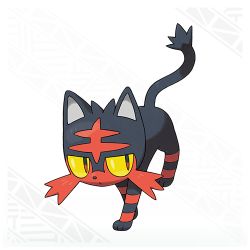 Rule 34 | 10s, :&lt;, cat, closed mouth, colored sclera, creatures (company), full body, game freak, gen 7 pokemon, litten, lowres, nintendo, no humans, official art, pointy ears, pokemon, pokemon (creature), pokemon sm, red eyes, simple background, white background, yellow sclera