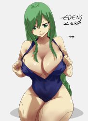 Rule 34 | 1girl, absurdres, breasts, cleavage, eden&#039;s zero, green eyes, green hair, highres, large breasts, long hair, matching hair/eyes, solo, witch (eden&#039;s zero)