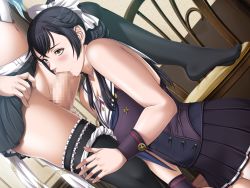Rule 34 | 1boy, 1girl, :&gt;=, alice (lewdness), black hair, blue hair, blush, bow, breasts, censored, cleavage, clothes lift, dutch angle, empress (studio), eye contact, fellatio, femdom, fingernails, futa with female, futanari, game cg, hair bow, hand on thigh, himeno yuria, indoors, large breasts, lewdness, lips, long hair, looking at another, miniskirt, mosaic censoring, multiple girls, naughty face, navel, newhalf, oral, panties, panties around leg, penis, pleated skirt, sailor collar, saliva, school uniform, sei shoujo, skirt, skirt lift, thick thighs, thighhighs, thighs, underwear, wrist cuffs