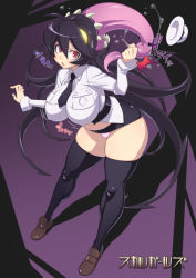Rule 34 | 1girl, ass, black thighhighs, bouncing breasts, breasts, extra mouth, filia (skullgirls), formal, futakuchi-onna, grabbing, hat, huge ass, impossible clothes, impossible shirt, lab zero games, large breasts, legs, long hair, miniskirt, necktie, panties, pantyshot, plump, prehensile hair, red eyes, saliva, samson (skullgirls), shirt, skirt, skullgirls, solo, thick thighs, thighhighs, thighs, tongue, translated, underwear, uno makoto, upskirt, very long hair
