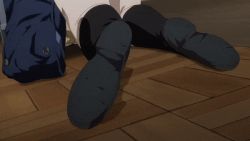 Rule 34 | anime screenshot, ass, black hair, bra, from behind, lowres, mieruko-chan, nude, pajamas, panties, school uniform, underwear, yotsuya miko