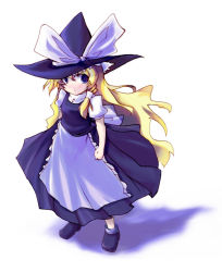 Rule 34 | 1girl, blonde hair, dress, female focus, full body, hat, kirisame marisa, saiste, solo, touhou, white background, witch, witch hat