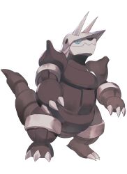 Rule 34 | absurdres, aggron, blue eyes, claws, closed mouth, creatures (company), full body, game freak, gen 3 pokemon, highres, looking at viewer, nintendo, no humans, odd (hin yari), pokemon, pokemon (creature), simple background, solo, standing, white background