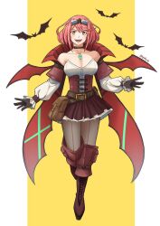 Rule 34 | 1girl, bare shoulders, bat (animal), bob cut, breasts, chest jewel, cleavage, highres, large breasts, pyra (xenoblade), red hair, short hair, skirt, solo, vampire costume, xenoblade chronicles (series), xenoblade chronicles 2, you nf