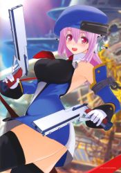 Rule 34 | 1girl, 3d, absurdres, arc system works, black thighhighs, blazblue, blush, breasts, cosplay, crossover, dual wielding, framed breasts, gloves, gun, handgun, happy, hat, headphones, highres, holding, large breasts, looking at viewer, necktie, nitroplus, noel vermillion, noel vermillion (cosplay), purple hair, red eyes, short hair, smile, solo, super sonico, thighhighs, trigger discipline, weapon, white gloves