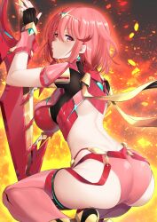Rule 34 | ass, breasts, daive, highres, huge ass, large breasts, pyra (xenoblade), red eyes, red hair, solo, xenoblade chronicles (series), xenoblade chronicles 2