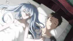 Rule 34 | 1boy, 1girl, anime screenshot, bed, benriya saitou-san isekai ni iku, lafanpan, long hair, pillow, saitou (benriya saitou-san)