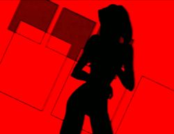 Rule 34 | 1990s (style), animated, animated gif, cigarette, cowboy bebop, cowboy shot, dancing, faye valentine, holding, holding cigarette, lowres, multiple views, non-web source, red theme, retro artstyle, silhouette, standing