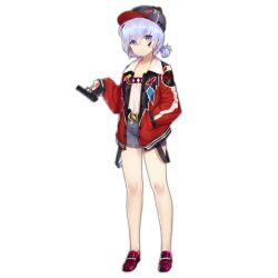 Rule 34 | 1girl, animal hat, bandaid, bandaid on face, baseball cap, bear hat, belt, belt buckle, blue eyes, blue hair, buckle, crossed bangs, full body, girls&#039; frontline, gun, hair between eyes, hand in pocket, handgun, hat, jacket, light frown, lightning bolt print, loafers, looking at viewer, mp-446 (boisterous rogue) (girls&#039; frontline), mp-446 (girls&#039; frontline), mp-446 viking, no socks, official alternate costume, official art, pink footwear, red jacket, shirt, shoes, short hair, shorts, simple background, solo, standing, striped clothes, striped jacket, studded footwear, transparent background, twirling gun, twirling weapon, v-shaped eyebrows, vertical-striped clothes, vertical-striped jacket, weapon, white shirt, xiao qiang sang