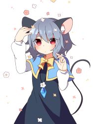 Rule 34 | 1girl, animal ears, blush, capelet, grey hair, highres, jewelry, kozakura (dictionary), mouse ears, mouse tail, nazrin, pendant, red eyes, short hair, simple background, solo, tail, touhou
