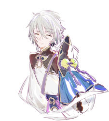 Rule 34 | 1boy, ^ ^, armor, chinese armor, chinese clothes, closed eyes, csyday, fate/grand order, fate (series), grey hair, hair between eyes, highres, male focus, prince of lan ling (fate), short hair, sketch, smile, solo, white hair