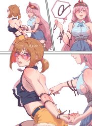 Rule 34 | 2girls, absurdres, bdsm, bondage, bound, breasts, cable tie, commission, girls&#039; frontline, glasses, grizzly mkv (girls&#039; frontline), grizzly mkv (weekend cop) (girls&#039; frontline), hair ornament, hair scrunchie, highres, leveen, medium breasts, multiple girls, official alternate costume, purple eyes, red-framed eyewear, restrained, scrunchie, second-party source, short hair, short ponytail, short shorts, shorts, sig mcx (girls&#039; frontline), skindentation, tank top, thigh strap, torn clothes, v-shaped eyebrows, yellow shorts