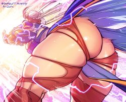 Rule 34 | 1girl, ass, bent over, blue dress, brown hair, brown pantyhose, butt crack, capcom, china dress, chinese clothes, chun-li, dress, energy, from behind, gofa, highres, kikouken, motion blur, motion lines, multicolored background, pantyhose, pelvic curtain, puffy short sleeves, puffy sleeves, sash, short sleeves, solo, standing, street fighter, street fighter ii (series), street fighter iv (series), street fighter v, thick thighs, thighs, torn clothes, torn pantyhose, wind, wind lift