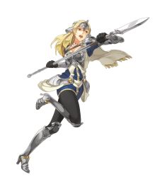 Rule 34 | boobplate, boots, breastplate, breasts, cleavage, fire emblem, fire emblem echoes: shadows of valentia, fire emblem heroes, full body, high heel boots, high heels, highres, jewelry, mathilda (fire emblem), necklace, nintendo, official art, pantyhose, solo, transparent background