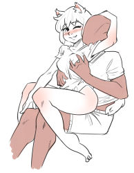 Rule 34 | animal ears, blush, boxer briefs, cat ears, cat girl, cat tail, dalehan, faceless, faceless male, groping breast, male underwear, nathy, short hair, sitting, sitting on lap, sitting on person, sketch, tail, tail wrap, underwear