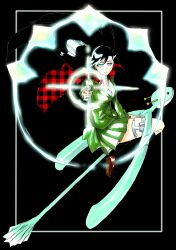 Rule 34 | absurdres, black background, black hair, blue eyes, breasts, burn the witch, casting spell, closed mouth, dragon, dragon riding, expressionless, floating clothes, floating hair, green jacket, green skirt, gun, hair ornament, half-closed eyes, handgun, highres, holding, holding weapon, incoming attack, jacket, ken&#039;ichi (ken1ro u), kneehighs, large breasts, niihashi noel, plaid capelet, pointing weapon, school uniform, shirt, skirt, socks, weapon, white shirt
