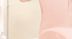 Rule 34 | 1girl, animated, animated gif, ass, back, backboob, breasts, completely nude, from behind, getsuyoubi no tawawa, indoors, maegami-chan (tawawa), nude, solo, standing, tan, tanline