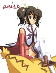 Rule 34 | 00s, 1girl, anise tatlin, black hair, brown eyes, character name, lowres, ribbon, smile, solo, tales of (series), tales of the abyss, tokunaga (tales), twintails