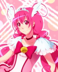 Rule 34 | 0417nao, 10s, 1girl, bad id, bad pixiv id, bow, choker, cure happy, eyelashes, frills, head wings, highres, hoshizora miyuki, long hair, magical girl, pink bow, pink eyes, pink hair, pink theme, precure, ribbon, smile, smile precure!, solo, tiara, twintails, wings