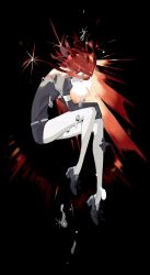 Rule 34 | androgynous, black shorts, cinnabar (houseki no kuni), elbow gloves, from side, gender request, gloves, houseki no kuni, red hair, short hair, short sleeves, shorts, solo, sparkle, starshadowmagician