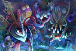 Rule 34 | antennae, blue eyes, blue skin, claws, colored skin, crown, drawcia, drawcia soul, fangs, hat, jester cap, kirby&#039;s return to dream land, kirby: triple deluxe, kirby (series), kirby canvas curse, kirby super star ultra, long tongue, magolor, magolor soul, marx (kirby), marx soul, master crown, momoko (nihontou), monster, nintendo, no humans, open mouth, queen sectonia, red eyes, smile, soul of sectonia, spikes, spoilers, tongue, tongue out, trait connection, wings