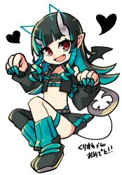Rule 34 | 1girl, nanashi inc., belt, belt bra, black footwear, black hair, black jacket, black skirt, blue belt, blue hair, blue nails, blue panties, blue socks, chest belt, clothing cutout, commentary request, cropped jacket, demon girl, demon horns, demon tail, drawn ears, fangs, fingernails, flat chest, full body, heart, highleg, highleg panties, horns, jacket, kyousei leica, long hair, long sleeves, looking at viewer, multicolored hair, open clothes, open jacket, open mouth, panties, pointy ears, red eyes, sharp fingernails, shishio chris, shoes, shoulder cutout, simple background, single thighhigh, skirt, smile, socks, solo, sugar lyric, tail, thighhighs, translation request, transparent background, two-tone hair, underwear, virtual youtuber