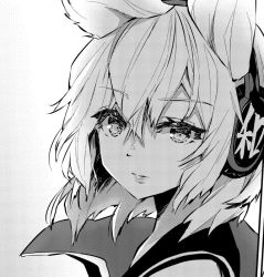Rule 34 | 1girl, bare shoulders, cape, closed mouth, collarbone, earmuffs, expressionless, from side, greyscale, hair between eyes, lips, medium hair, monochrome, pointy hair, portrait, simple background, solo, syuri22, touhou, toyosatomimi no miko
