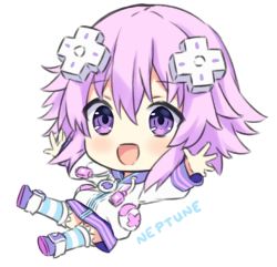 Rule 34 | 1girl, :d, blush, boots, character name, chibi, choujigen game neptune, commentary, d-pad, d-pad hair ornament, drawstring, english commentary, full body, hair between eyes, hair ornament, hitsukuya, hood, hood down, hooded jacket, jacket, long sleeves, looking at viewer, neptune (neptunia), neptune (series), open mouth, pink hair, puffy short sleeves, puffy sleeves, purple eyes, purple footwear, shoe soles, short sleeves, smile, solo, striped clothes, striped thighhighs, thighhighs, thighhighs under boots, white jacket