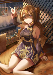 Rule 34 | 2girls, absurdres, anya melfissa, areoru, arm support, black dress, bow, bowtie, breasts, brown eyes, brown hair, counter, curtains, detached sleeves, dress, hair ornament, highres, hololive, hololive indonesia, indoors, kureiji ollie, lattice, long hair, looking at viewer, looking inside, medium breasts, multicolored hair, multiple girls, pointing, ringlets, shading eyes, sideboob, sitting, solo focus, streaked hair, thighs, twitter username, two side up, very long hair, virtual youtuber, wavy mouth, window, yellow neckwear
