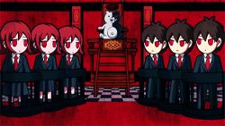 10s animated animated_gif danganronpa_(series) lowres monokuma multiple_boys multiple_girls school_uniform