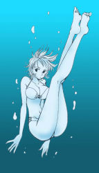 Rule 34 | 1girl, barefoot, bikini, breasts, chabudai, cleavage, feet, female focus, large breasts, legs, nami (one piece), one piece, short hair, solo, swimsuit, underwater