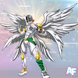 Rule 34 | 1boy, angel, angel boy, angemon, digimon, digimon (creature), male focus, original, solo, wings