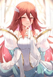 Rule 34 | 1girl, blush, bride (fire emblem), commentary request, cordelia (bridal) (fire emblem), cordelia (fire emblem), dress, fingernails, fire emblem, fire emblem awakening, fire emblem heroes, hair between eyes, hair ornament, highres, jewelry, long hair, nakabayashi zun, nintendo, official alternate costume, pink nails, red eyes, red hair, revision, ring, smile, solo, very long hair, wedding dress, white dress, wing hair ornament