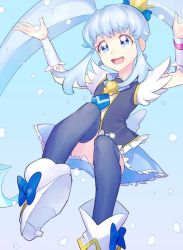 Rule 34 | 10s, 1girl, blue background, blue eyes, blue hair, blue skirt, blue theme, blue thighhighs, boots, brooch, crown, cure princess, earrings, eyelashes, hair ornament, hair ribbon, happinesscharge precure!, happy, heart, heart brooch, high heel boots, high heels, jewelry, kurochiroko, long hair, looking at viewer, magical girl, matching hair/eyes, open mouth, precure, ribbon, shirayuki hime, shirt, skirt, smile, solo, thighhighs, thighs, twintails, vest, wrist cuffs, zettai ryouiki