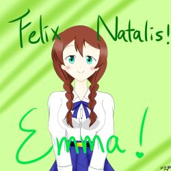 Rule 34 | 1girl, alice37125, aqua eyes, artist name, artist request, belt, black belt, blouse, blue bow, blue eyes, blue ribbon, blue skirt, blush, bow, bowtie, braid, breasts, brown hair, buttons, collared shirt, emma verde, female focus, freckles, green background, hair between eyes, hair over shoulder, hair tie, highres, layered skirt, long hair, long sleeves, looking at viewer, love live!, love live! nijigasaki high school idol club, love live! school idol festival, medium breasts, miniskirt, parted lips, plaid, plaid skirt, pleated, pleated skirt, red hair, ribbon, shirt, skirt, smile, solo, twin braids, twintails, white shirt, wing collar