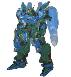 Rule 34 | absurdres, arms at sides, assault visor, clenched hands, commentary, ex-s gundam, full body, fusion, gundam, gundam sentinel, highres, mecha, mecha focus, mobile suit, nemo (mobile suit), niao san shi, no humans, radio antenna, robot, science fiction, simple background, solo, standing, thrusters, white background, zeta gundam